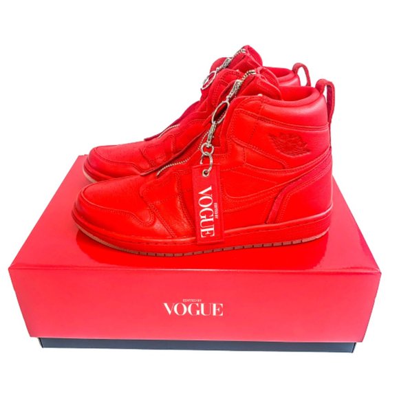 Jordan Shoes - Vogue x Jordan 1 High Zip 'AWOK' in Red